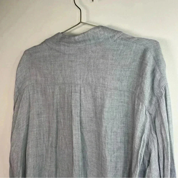 Elemente Clemente Gray Linen Long Sleeve Button Down Tunic - Picture 5 of 7